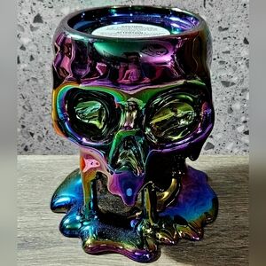 Bath & Body Works IRIDESCENT DRIPPING SKULL 3 WICK CANDLE HOLDER PEDESTAL NEW